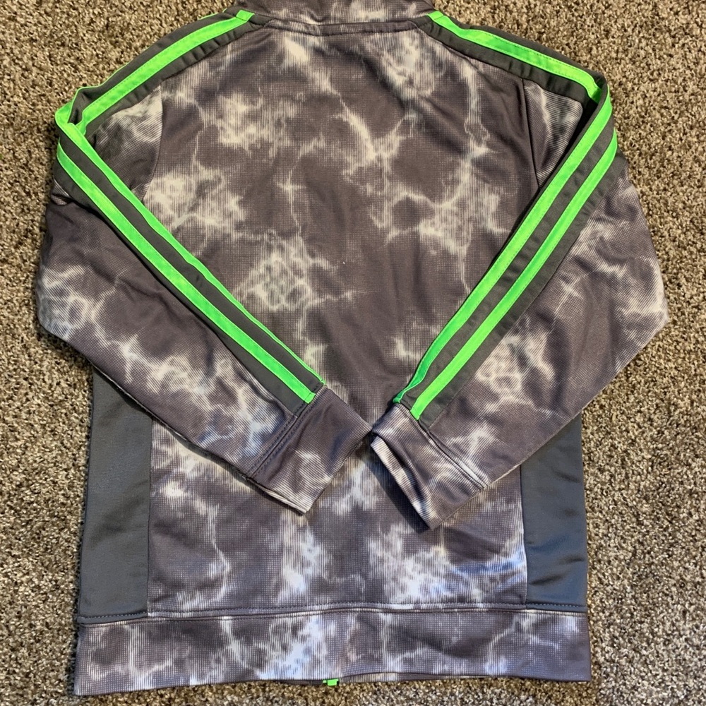 Adidas TrackJacket Toddler 7 Smoke Grey/Lime Green - Picture 2 of 4